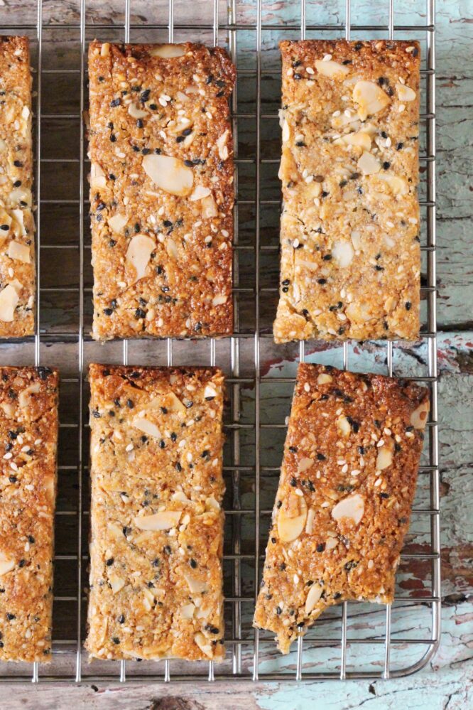 Sweet & Salty Almond Sesame Bars - The Little Green Spoon