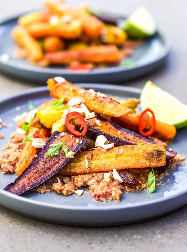 Roasted Carrots with Almond Butter, Lime & Chili The Little Green Spoon